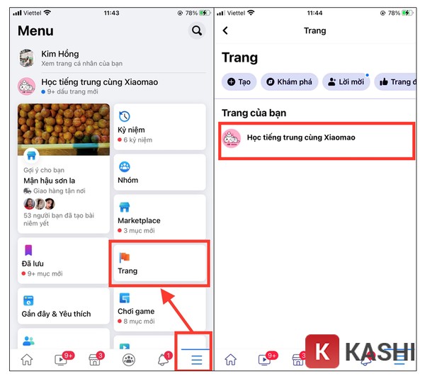 Mở Trang trên ứng dụng Facebook