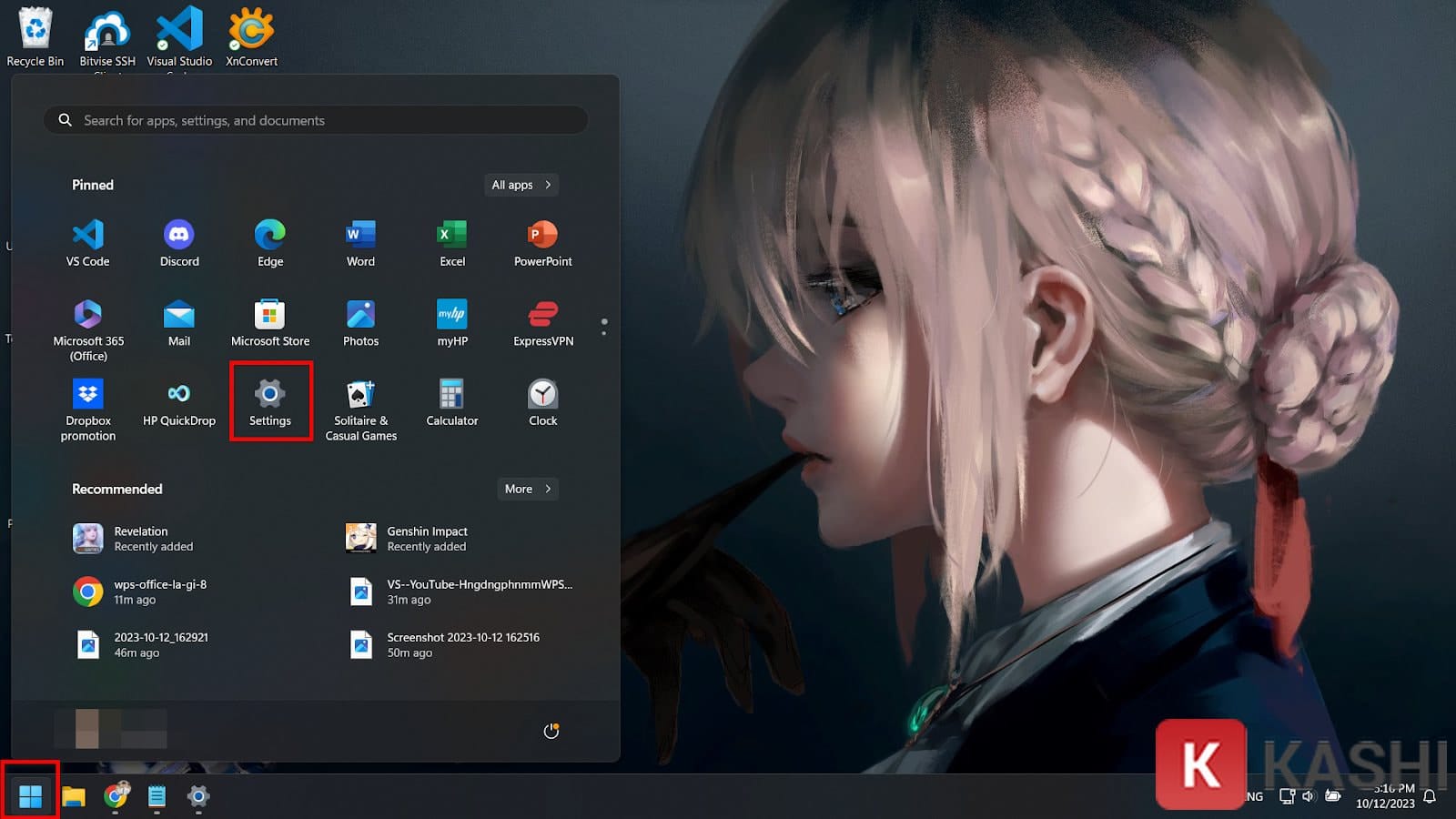 Mở Settings trên Windows 10