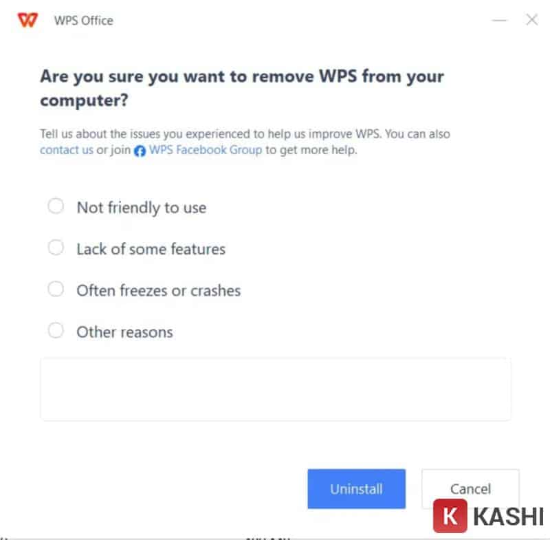 Xác nhận gỡ cài đặt WPS Office trên Windows 10