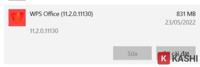 Gỡ cài đặt WPS Office trên Windows 10