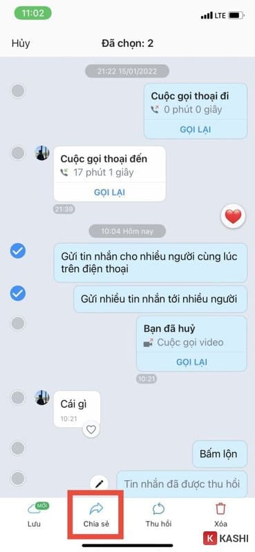 Tích vào những tin nhắn mà bạn đang muốn gửi
