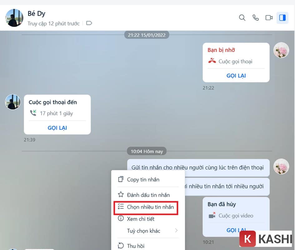 Chọn nhiều tin nhắn