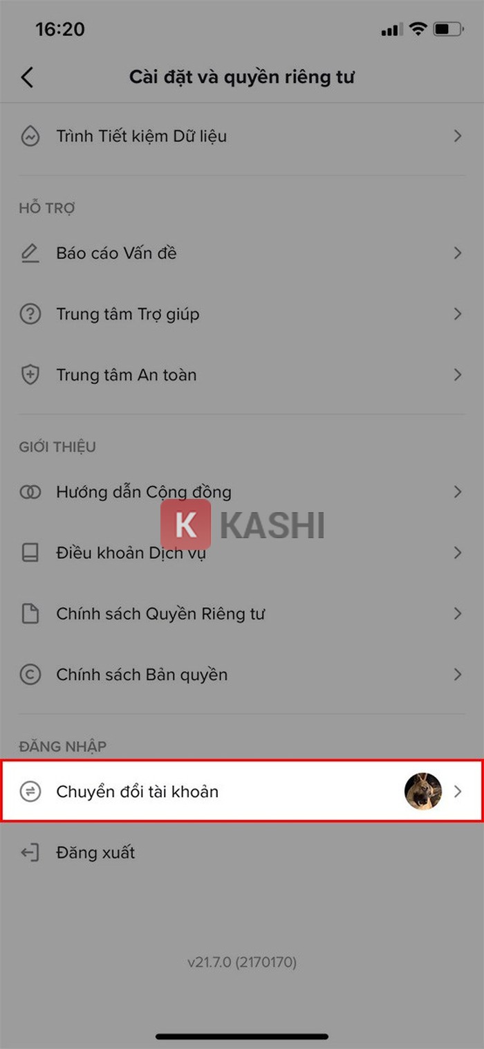 Chuyển đổi tài khoản TikTok