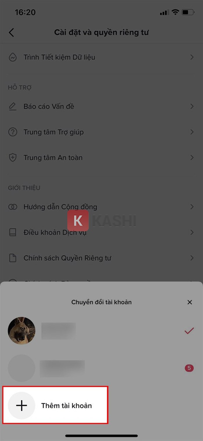 Thêm tài khoản TikTok