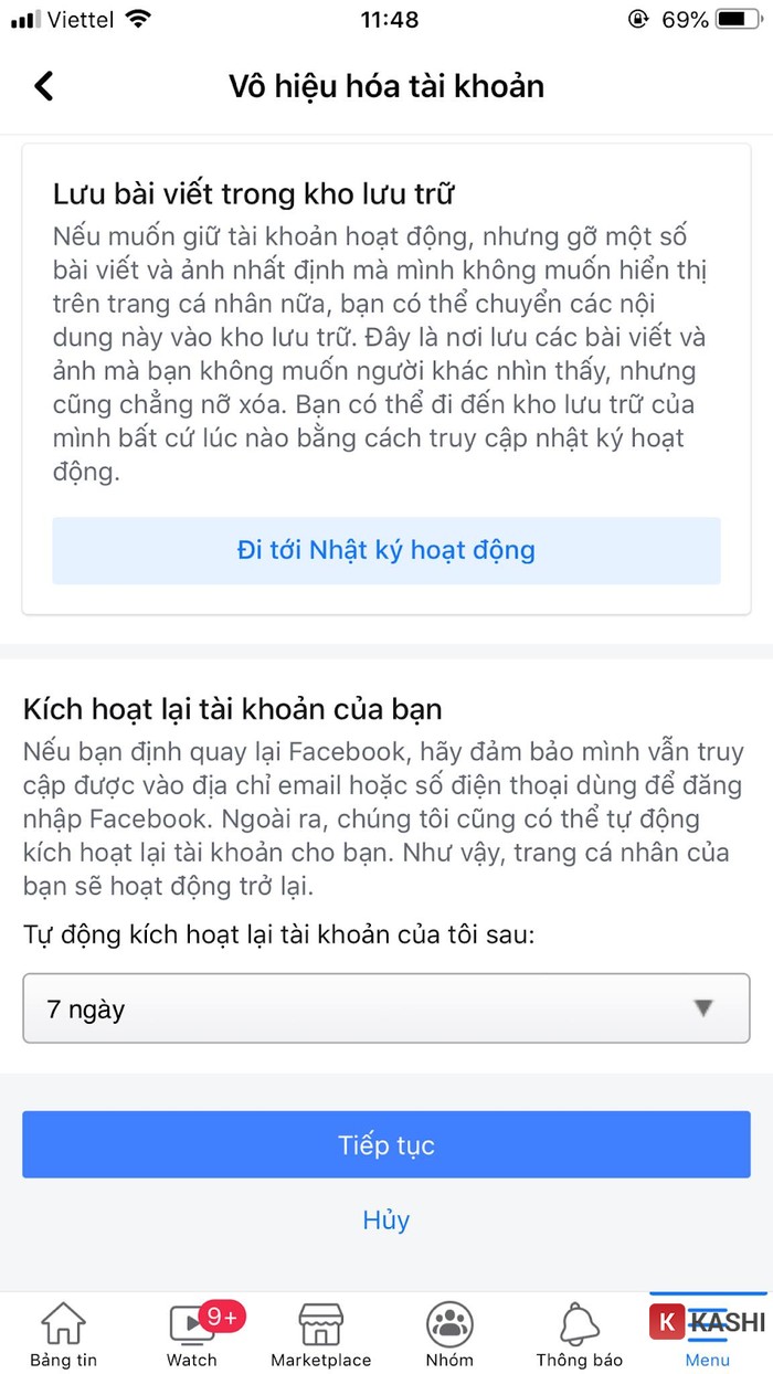 Chọn thời gian tự động kích hoạt