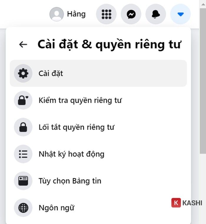 Chọn “ cài đặt”.