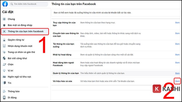 Chọn “Thông tin của bạn trên facebook”.