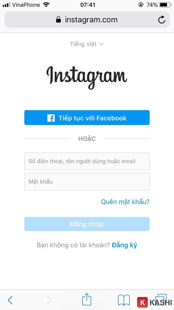 Đăng nhập Instagram trên trình duyệt