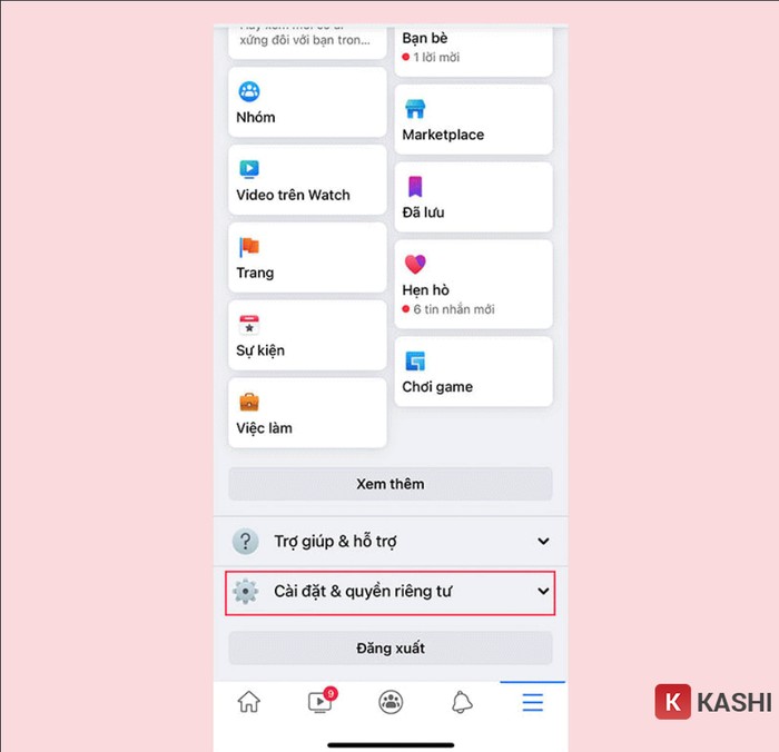 Chọn “cài đặt và quyền riêng tư”