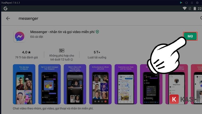 Mở Messenger bằng phần mềm giả lập Android