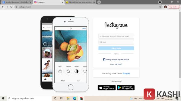 Đăng nhập tài khoản Instagram