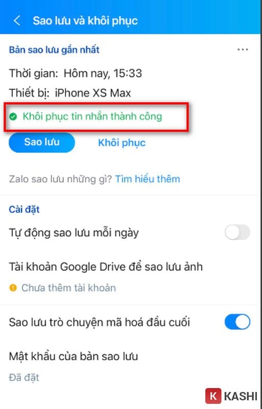Khôi phục thành công