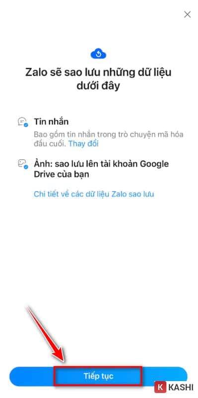 Tiếp tục sao lưu