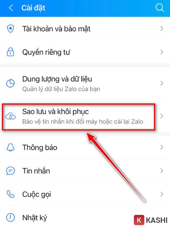Sao lưu dữ liệu Zalo