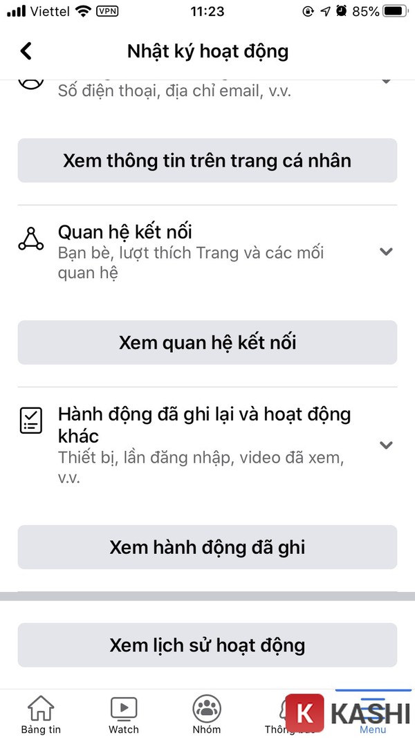Chọn Hành động đã ghi lại và hoạt động khác