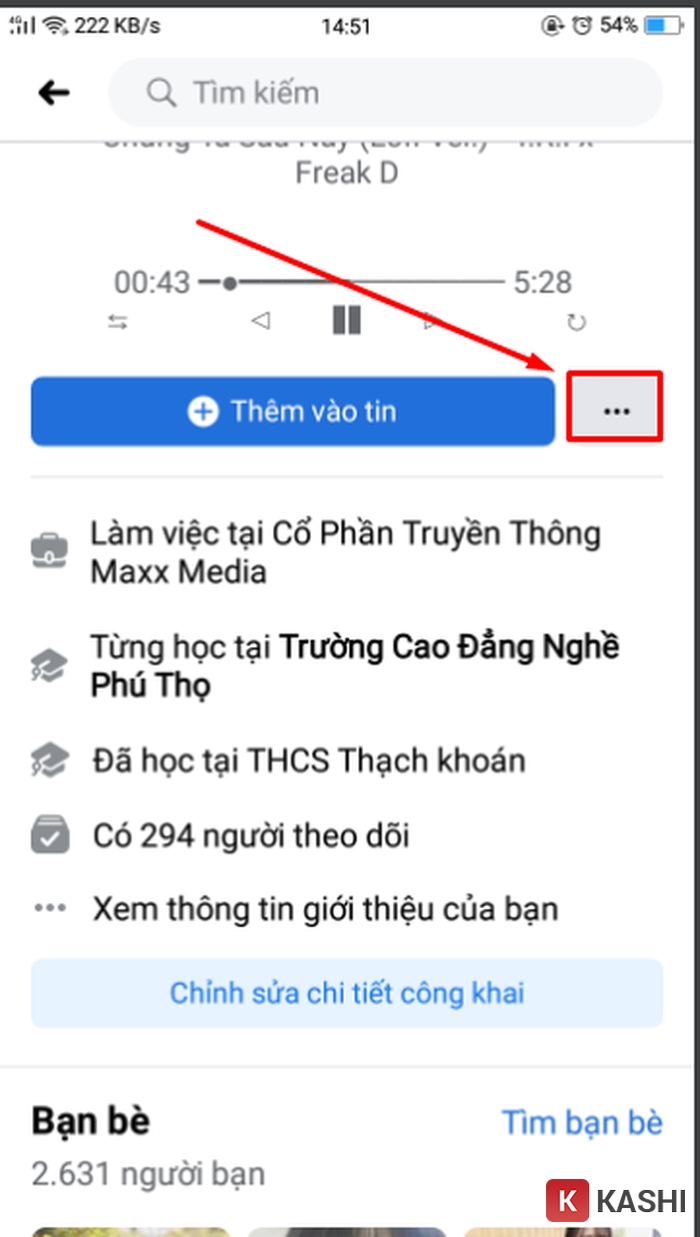 Mô tả ảnh: Biểu tượng ba chấm trên giao diện Facebook