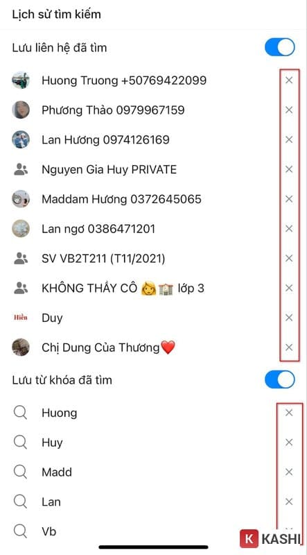 Nhấn dấu “X” bên cạnh tìm kiếm bạn muốn xoá