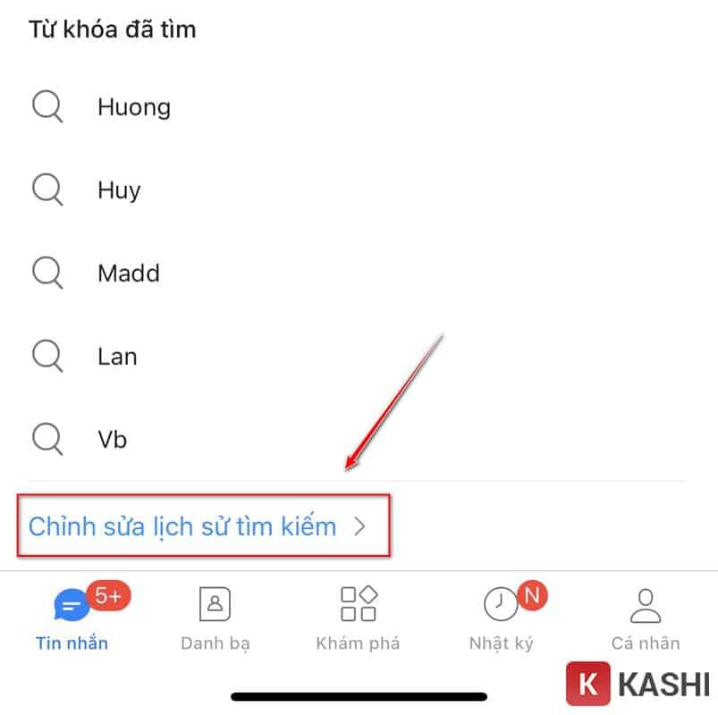 Chỉnh sửa lịch sử tìm kiếm