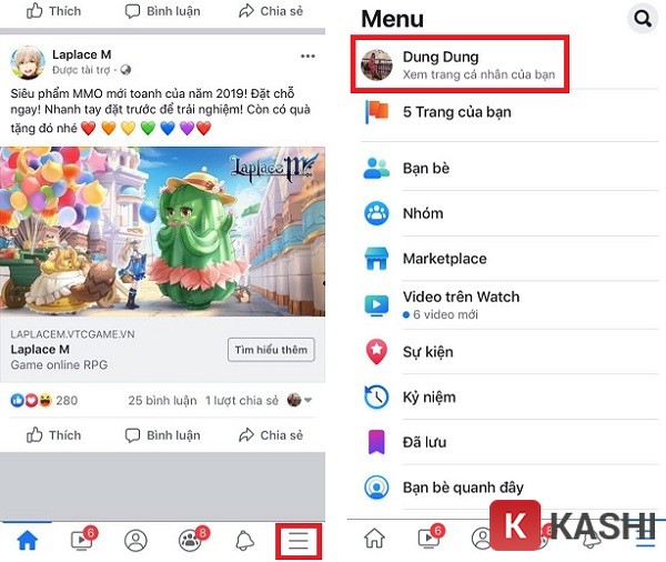 Truy cập trang cá nhân Facebook