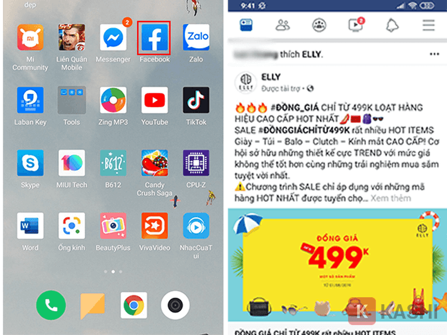 Mở ứng dụng Facebook