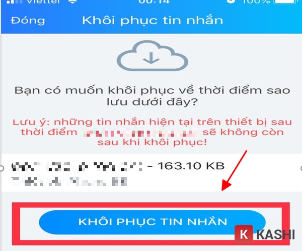 Bấm “Khôi phục tin nhắn”