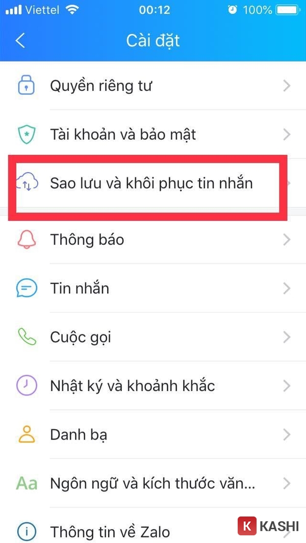 Chọn “sao lưu và khôi phục tin nhắn”