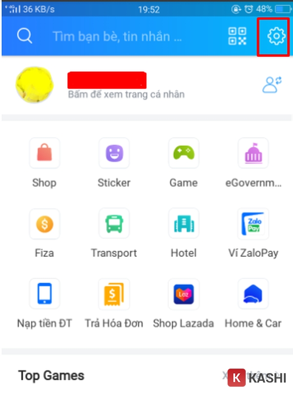 Chọn "cài đặt"