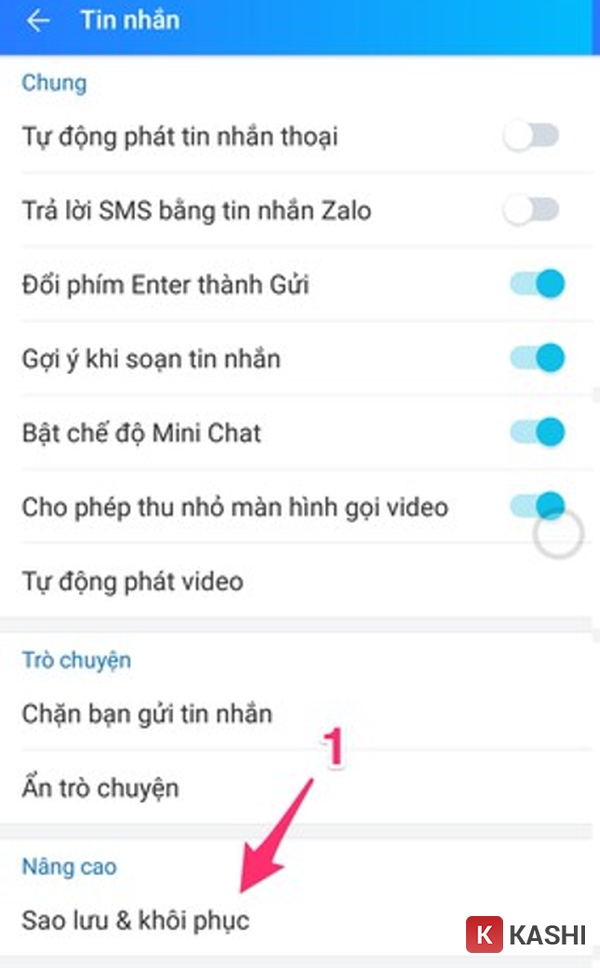 Bấm “Sao lưu và khôi phục”. 