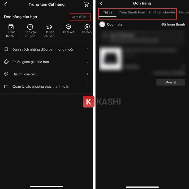 Kiểm tra trạng thái đơn hàng TikTok Shop