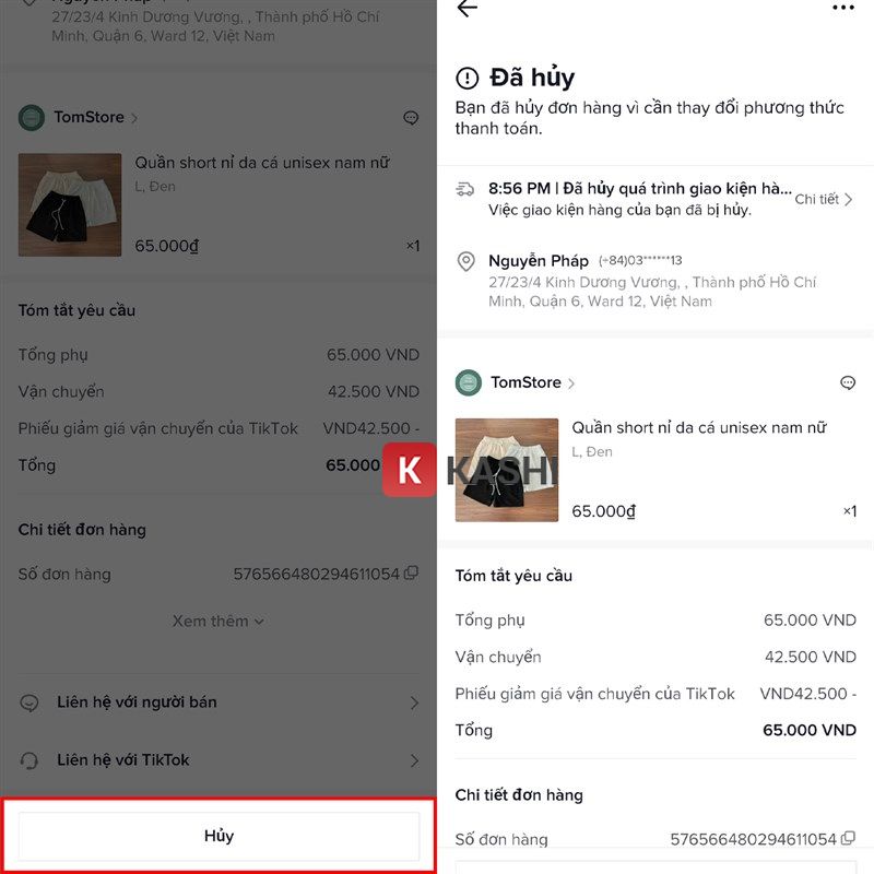 Hủy đơn hàng TikTok Shop