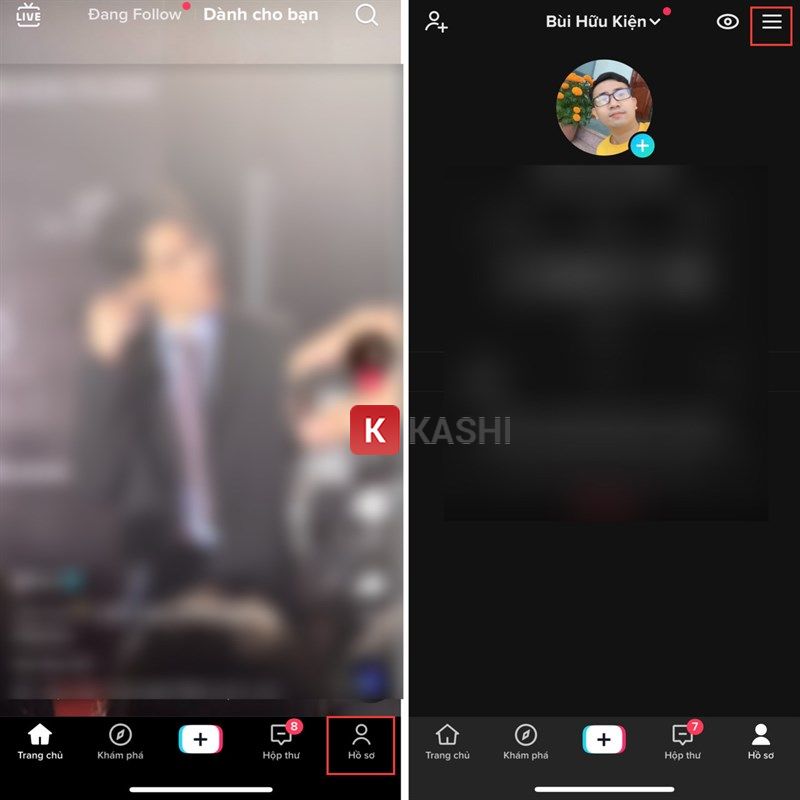 Vào mục Hồ sơ trên TikTok