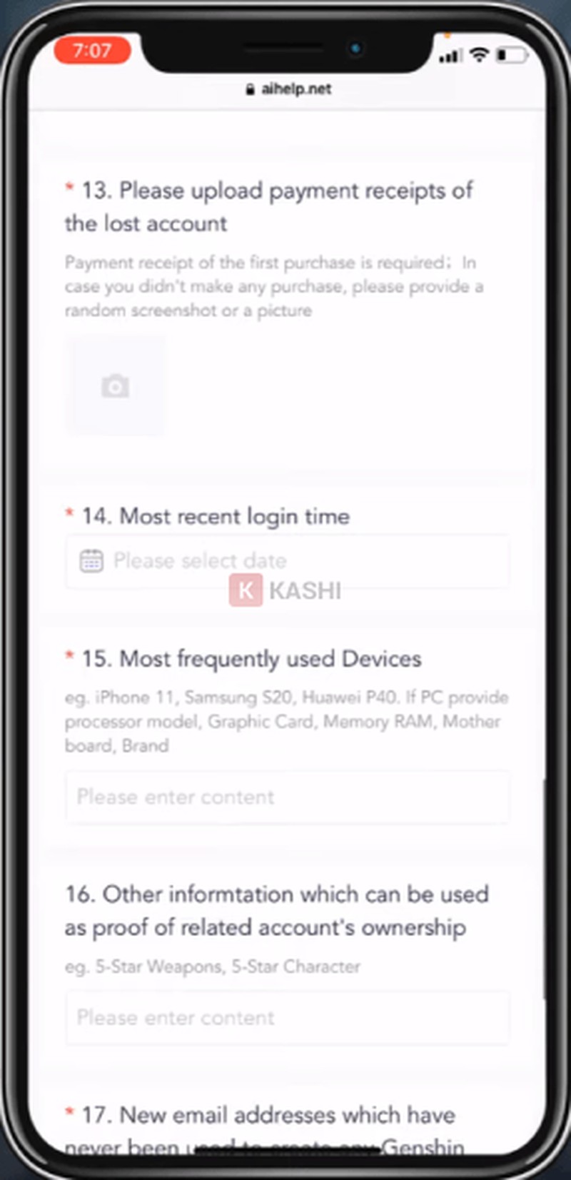 Chứng minh quyền sở hữu acc Genshi Impact