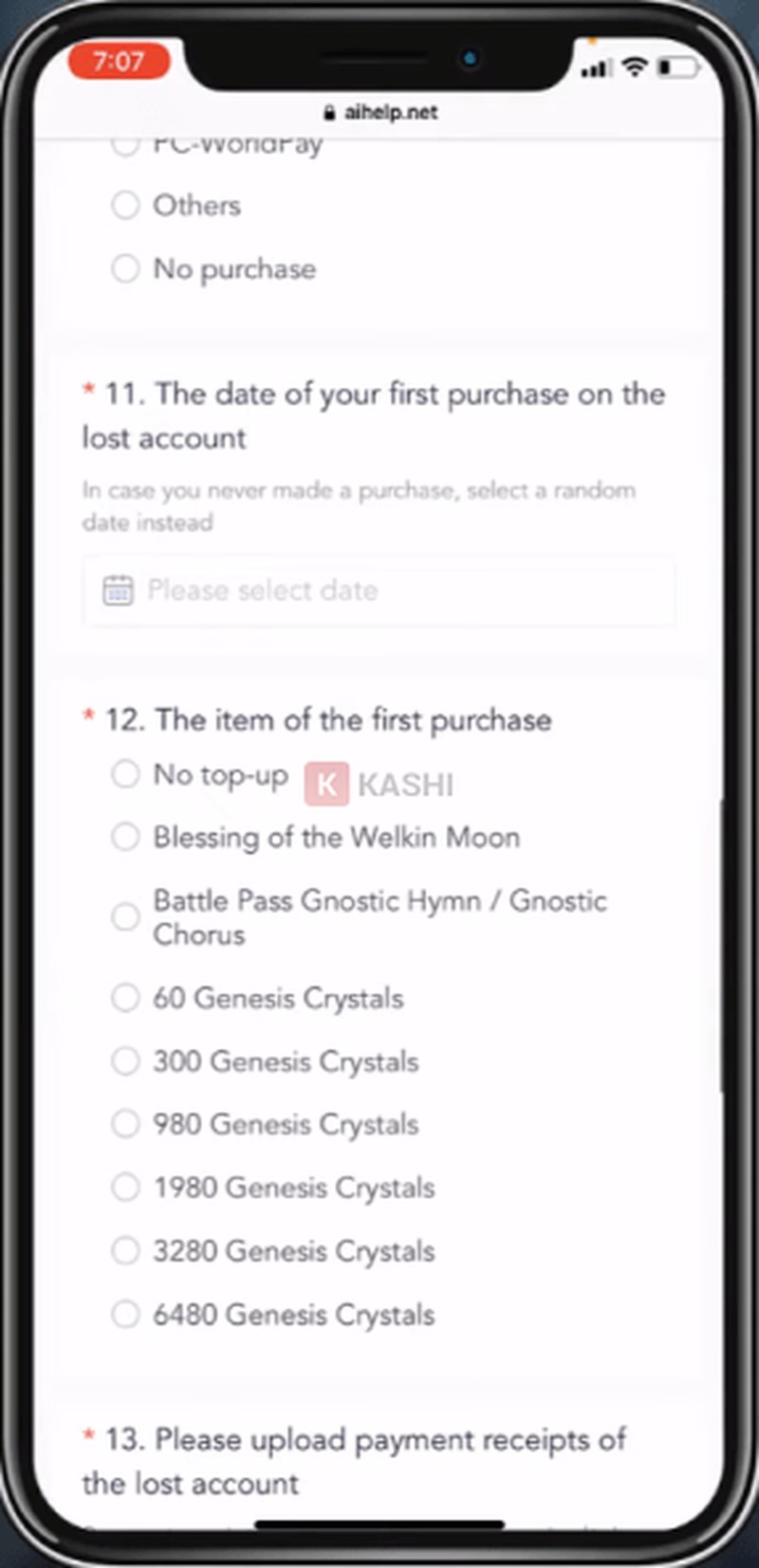 Chọn ngày thanh toán và mặt hàng thanh toán