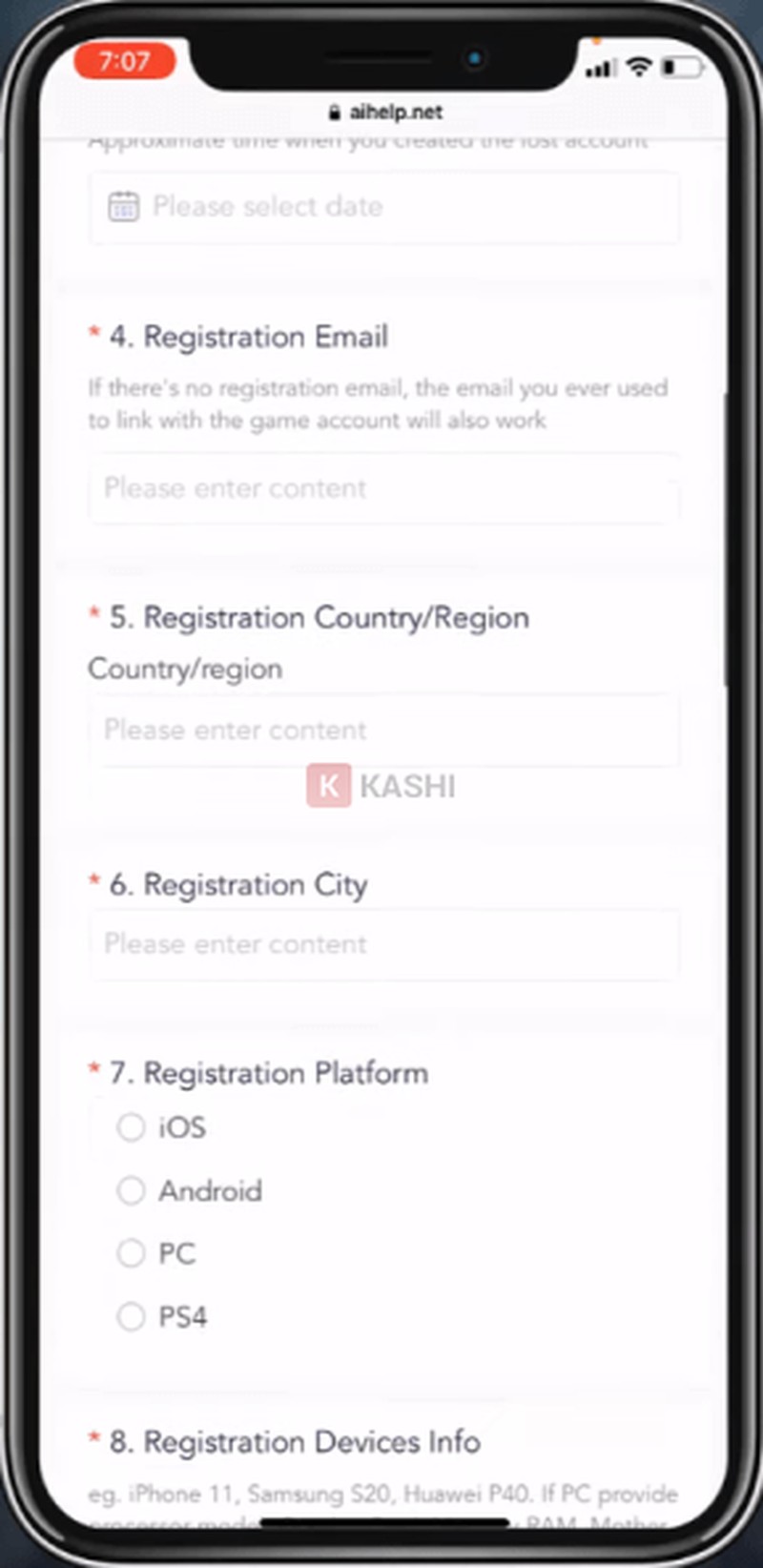 Nhập các thông tin liên quan