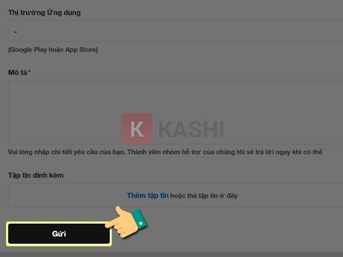 Điền thông tin và nhấn "Gửi"