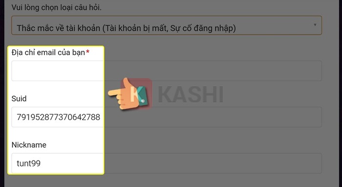 Điền thông tin về tài khoản