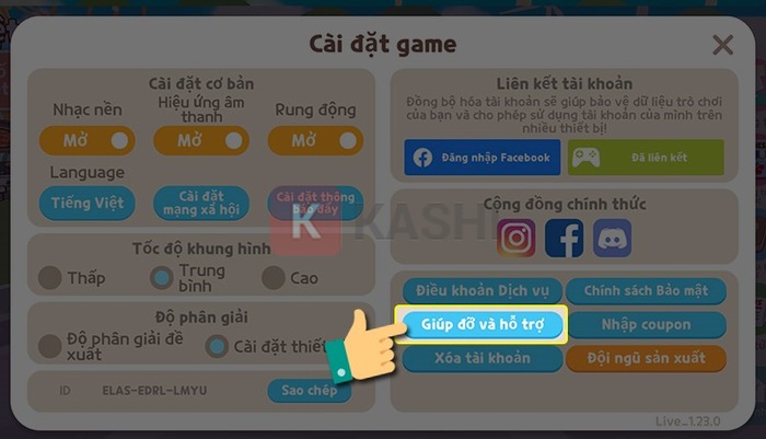 Chọn "Giúp đỡ và hỗ trợ"