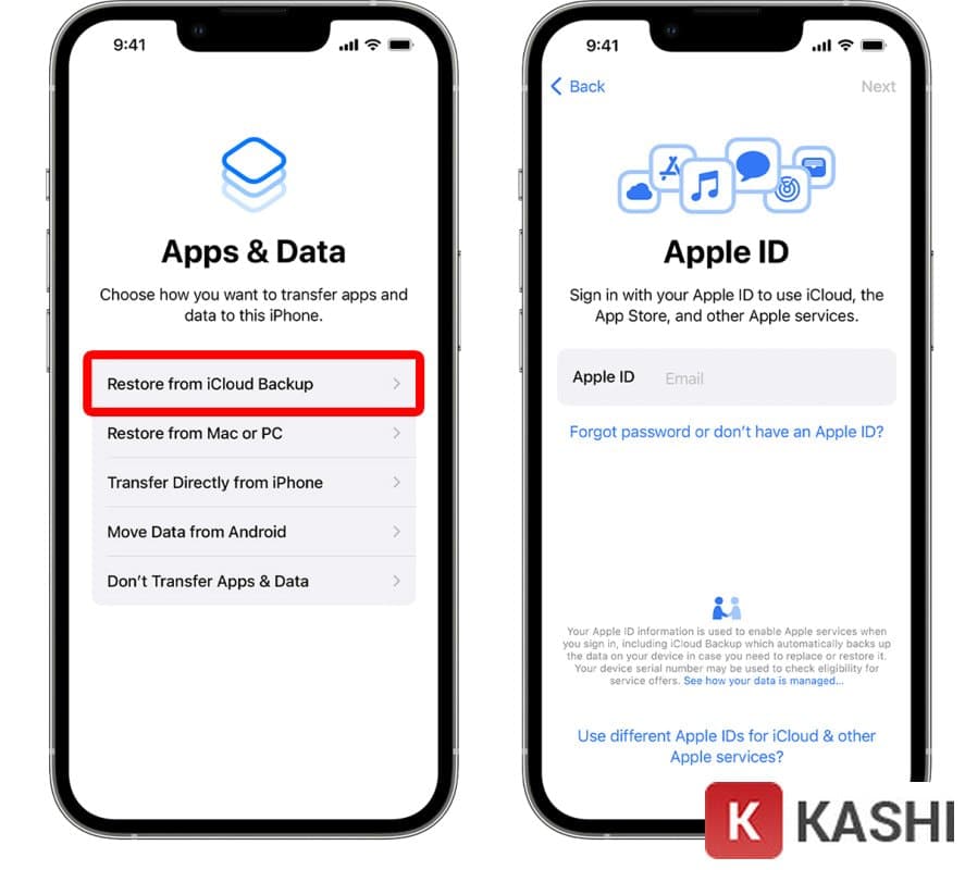 Khôi phục từ bản sao lưu iCloud