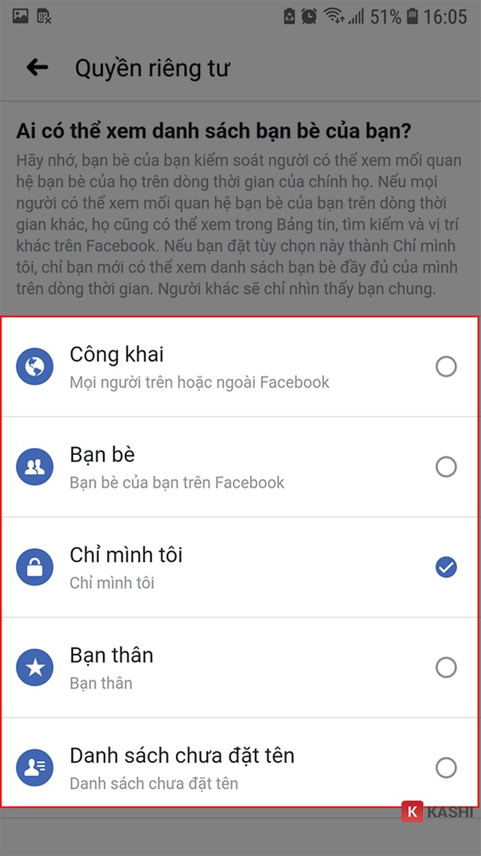 Mở ẩn danh sách bạn bè