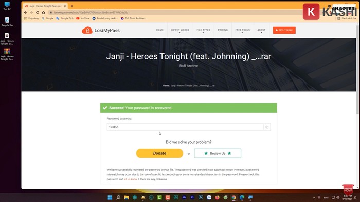 Mật khẩu được tìm thấy