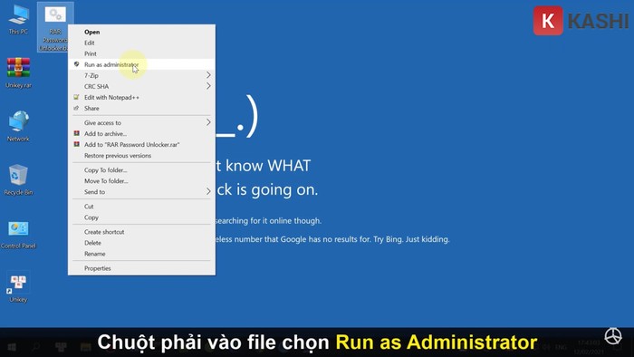 Chạy với quyền Admin