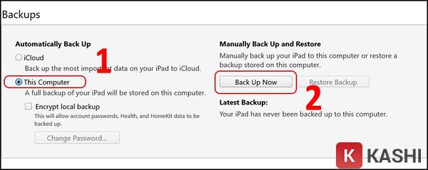 Sao lưu bằng máy tính (Windows)
