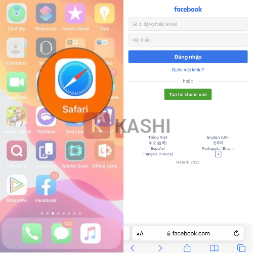 Truy cập Facebook trên Safari