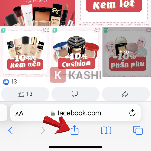 Nhấn nút chia sẻ