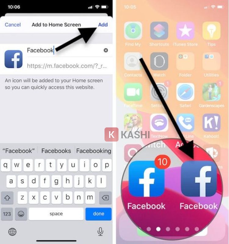 Biểu tượng Facebook trên màn hình chính