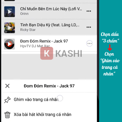 Ghim bài hát vào tiểu sử Facebook