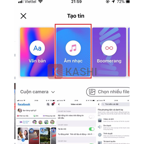 Chọn Âm nhạc trên Story Facebook