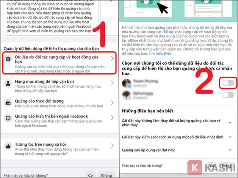Tắt dữ liệu quảng cáo