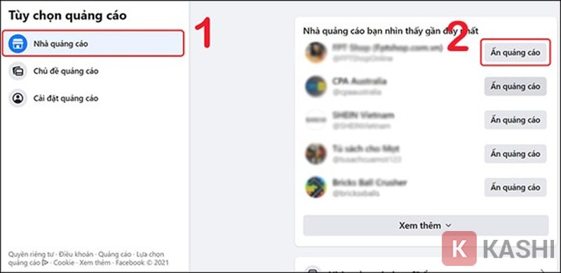 Ẩn quảng cáo từ nhà quảng cáo