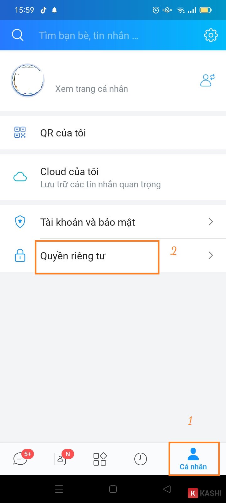 Mở cài đặt Quyền riêng tư Zalo